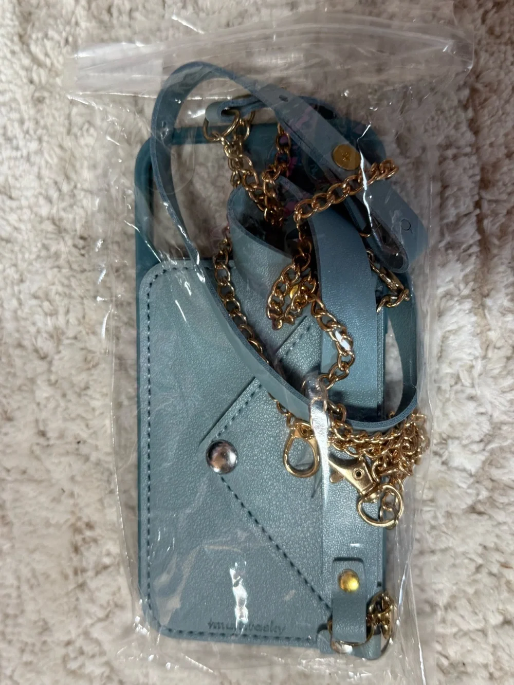 NEW- iPhone 12 Case Wallet Crossbody Case- blue